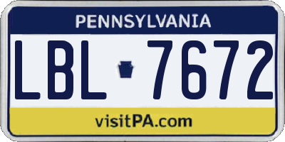 PA license plate LBL7672