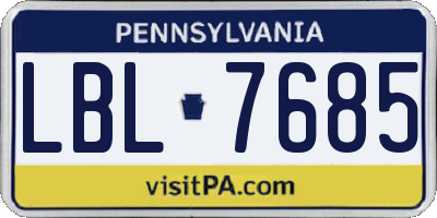 PA license plate LBL7685