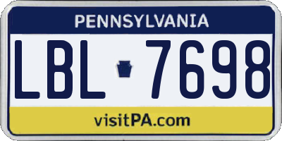 PA license plate LBL7698