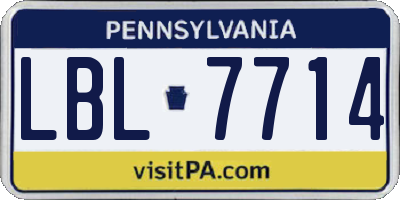 PA license plate LBL7714
