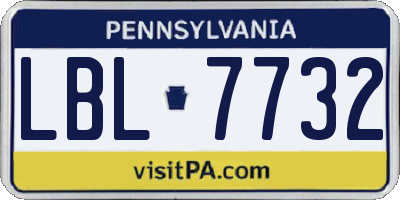 PA license plate LBL7732