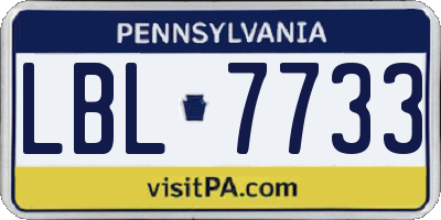 PA license plate LBL7733