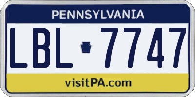 PA license plate LBL7747