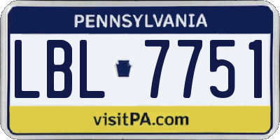 PA license plate LBL7751