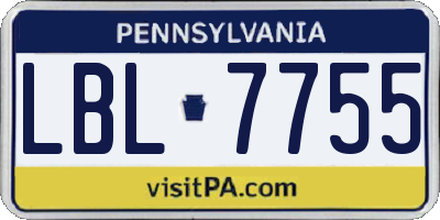 PA license plate LBL7755