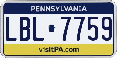 PA license plate LBL7759