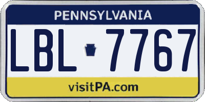 PA license plate LBL7767