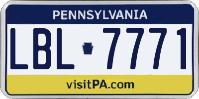 PA license plate LBL7771