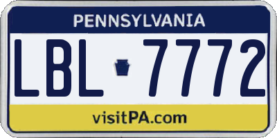 PA license plate LBL7772