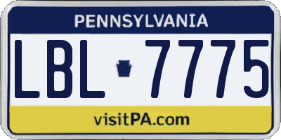 PA license plate LBL7775