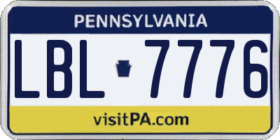 PA license plate LBL7776