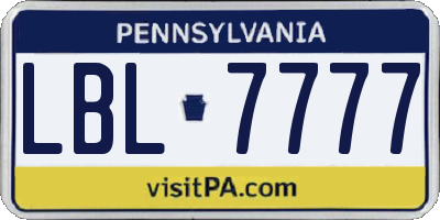 PA license plate LBL7777