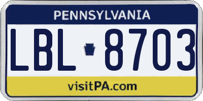 PA license plate LBL8703
