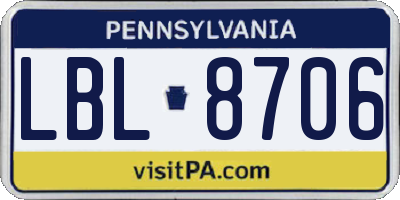 PA license plate LBL8706