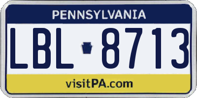 PA license plate LBL8713