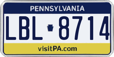 PA license plate LBL8714