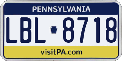 PA license plate LBL8718