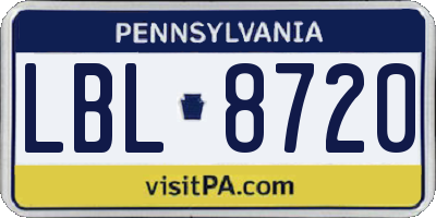 PA license plate LBL8720