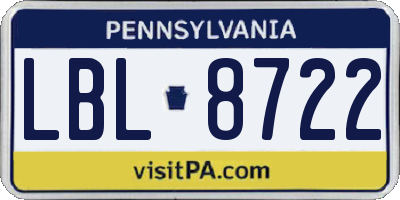 PA license plate LBL8722