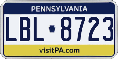 PA license plate LBL8723