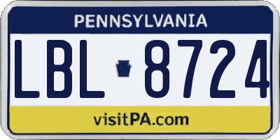 PA license plate LBL8724