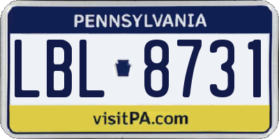 PA license plate LBL8731