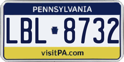 PA license plate LBL8732