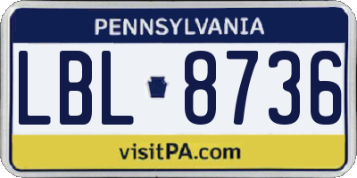 PA license plate LBL8736
