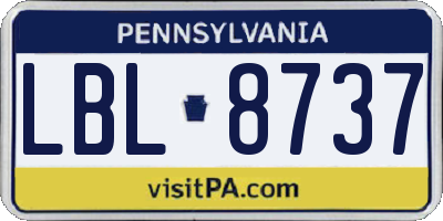 PA license plate LBL8737