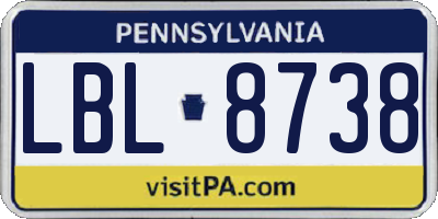 PA license plate LBL8738