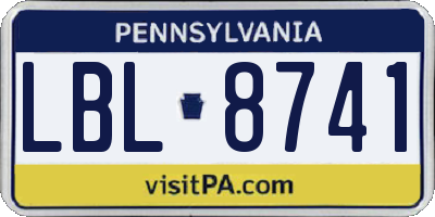 PA license plate LBL8741