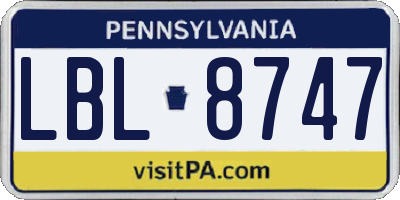 PA license plate LBL8747