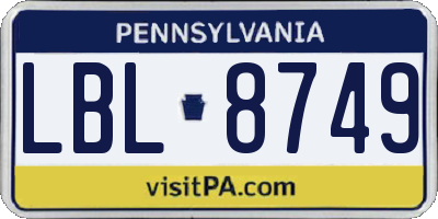 PA license plate LBL8749