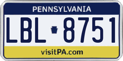 PA license plate LBL8751