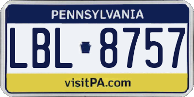 PA license plate LBL8757
