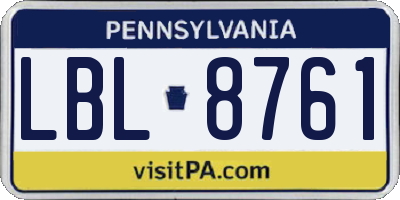 PA license plate LBL8761