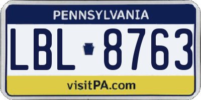 PA license plate LBL8763