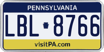 PA license plate LBL8766