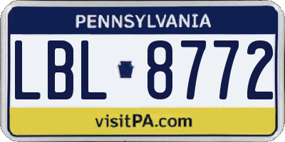 PA license plate LBL8772