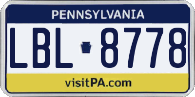 PA license plate LBL8778