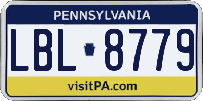 PA license plate LBL8779