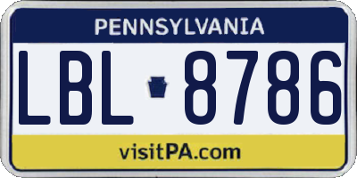 PA license plate LBL8786