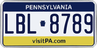 PA license plate LBL8789