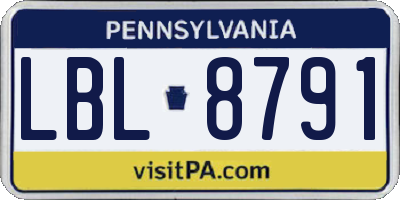 PA license plate LBL8791