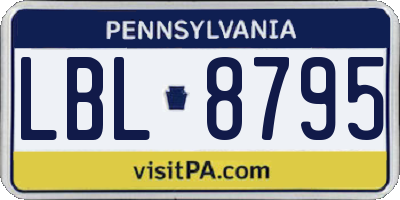 PA license plate LBL8795