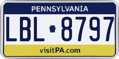 PA license plate LBL8797