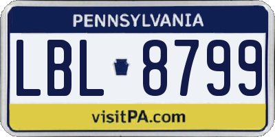 PA license plate LBL8799