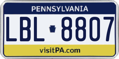 PA license plate LBL8807
