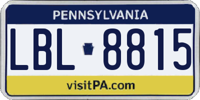 PA license plate LBL8815