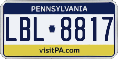 PA license plate LBL8817